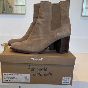 Madewell Walnut Shell Suede Ankle Booties